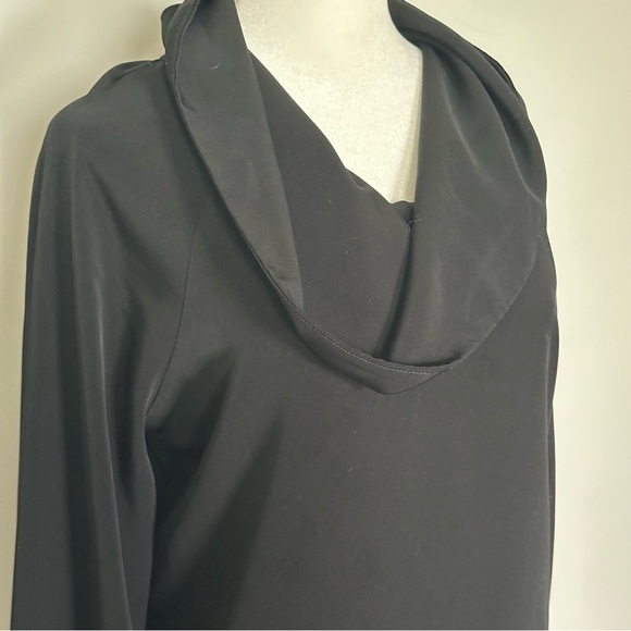 Thread Social Black Cowl Neck Long Sleeve Dress Purple Stitching Cocktail Party - Picture 7 of 8